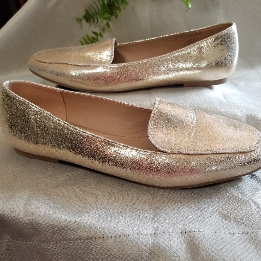 Dorothy Perkins Gold Loafers Sz 10w